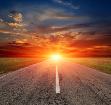 Sunset asfalt yol