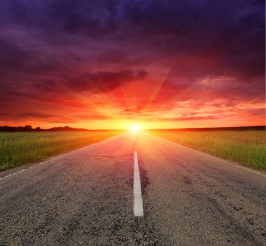 Sunset asfalt yol