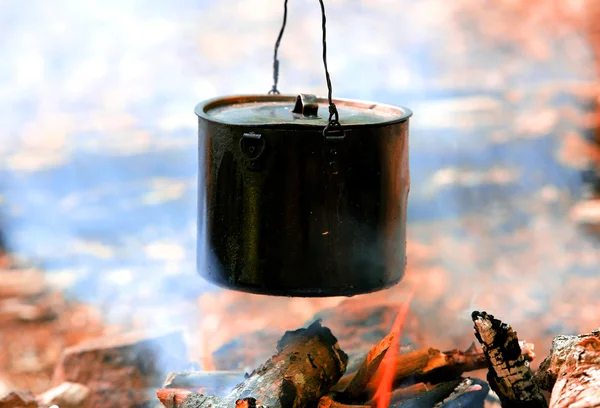 Smoked tourist kettle — Stock Photo, Image