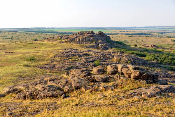 Paesaggio Con Campo Pietra Steppa Prenderlo Ucraina — Foto Stock