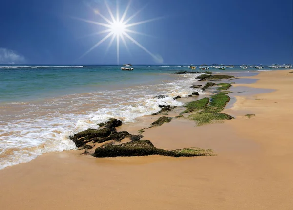 Havets Sandstrand Hikkaduwa Sri Lanka — Stockfoto