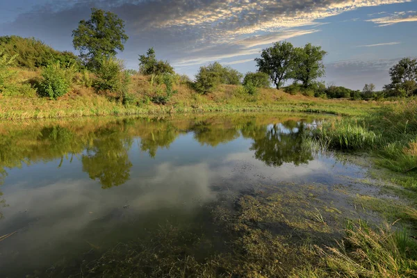 Quet Summer Landscape Lake Steppe Take Ukraine — Stock Photo, Image