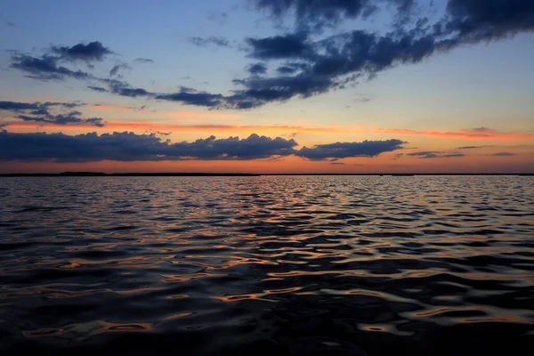 Paisagem Calma Agradável Pôr Sol Mar Azov Ucrânia — Fotografia de Stock