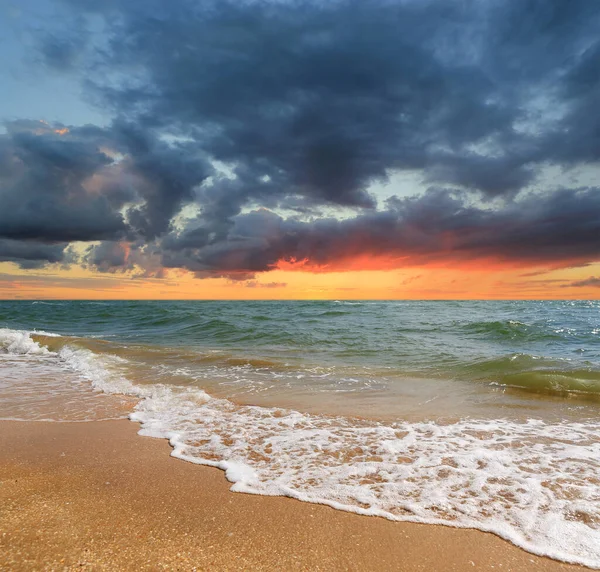 Sommarsolnedgång Havet Det Azovska Sjön Ukraina — Stockfoto