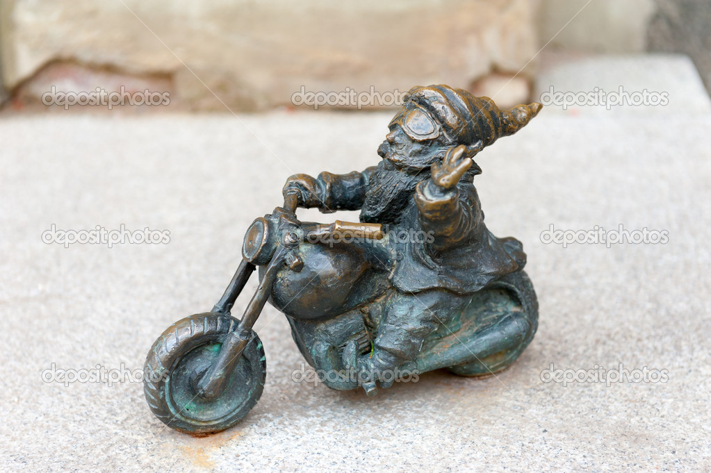 Dwarf biker statue