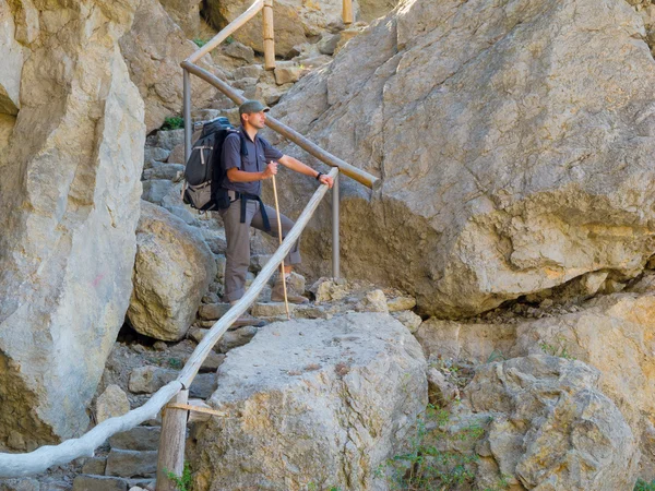 Trekking escursionistico maschile — Foto Stock