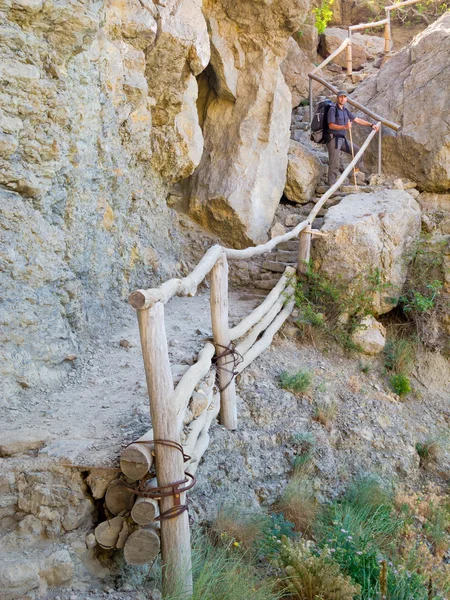 Mężczyzna wycieczkowicz trekking — Zdjęcie stockowe