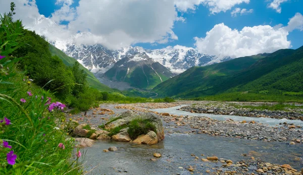 : enguri Fluss in der Nähe von ushguli, svaneti, georgia — Stockfoto