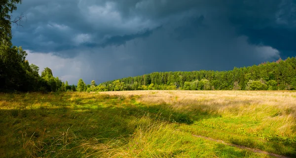 Stormy skies over the field — Stock Photo, Image