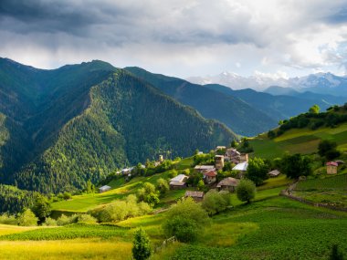Landscape of Ieli village in Svaneti clipart