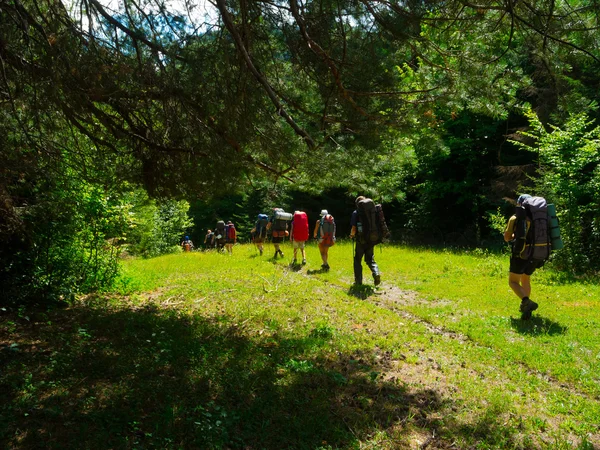 年轻的徒步旅行者在斯瓦涅季徒步旅行 — 图库照片