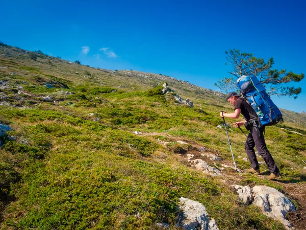 Hiker trekking in Crimea — Stock Photo, Image