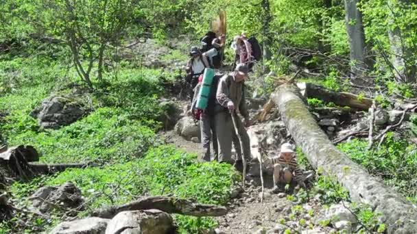 Kırım'da trekking yürüyüşçü grubu — Stok video