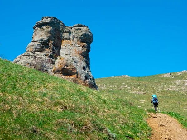 Hiker trekking in Crimea — Stock Photo, Image