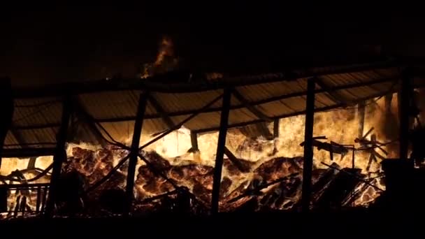 Пожежа на промисловому складі — стокове відео