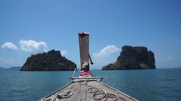 Boating on the Andaman Sea to the islands in Thailand — Stock Video