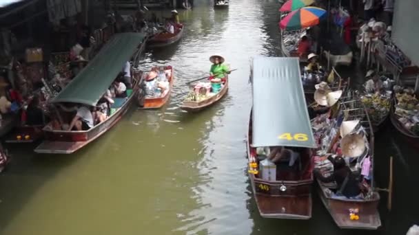 Damnoen Saduak schwimmender Markt — Stockvideo