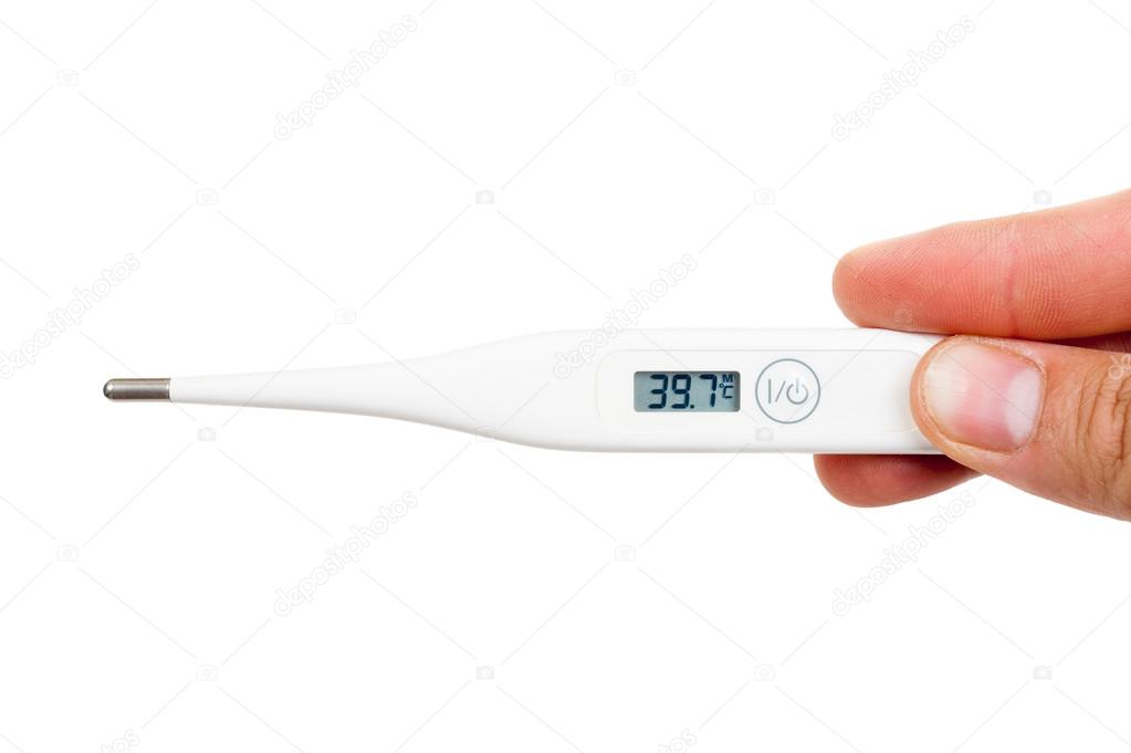 Digital thermometer showing high temperature