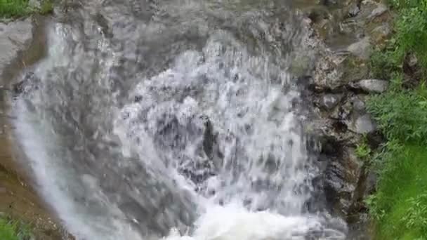 Чистый водопад в летней сельской местности — стоковое видео