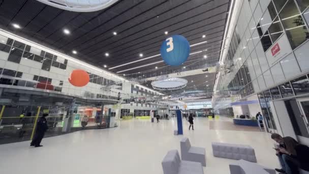 Interior of spacious modern hall of science park — Video Stock