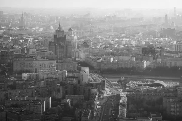 Streets of megapolis covered with fog — 스톡 사진