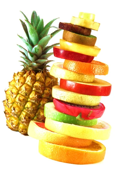 Tropische Früchte mit Ananas — Stockfoto