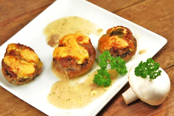 Baked and stuffed mushrooms — Stock Photo, Image