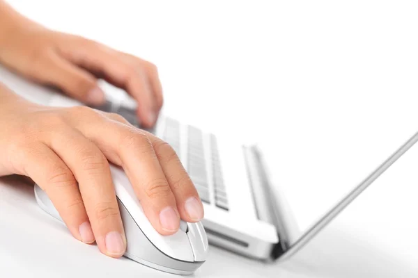 Closeup of fingers on computer mouse. — Stock Photo, Image