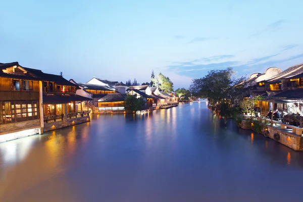 Çin, jangsu, xizha antik köy dusk