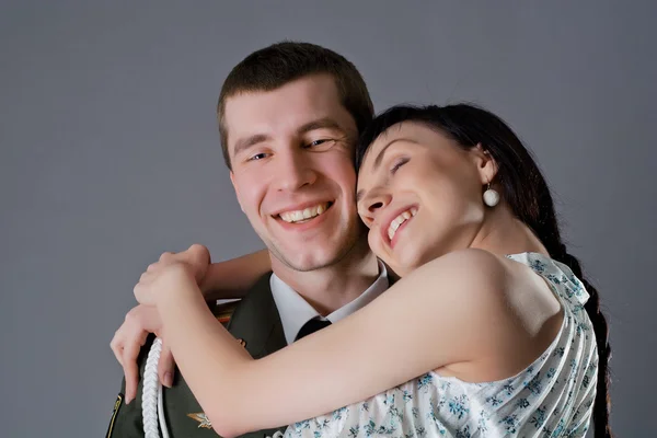 Soldier and girl — Stock Photo, Image