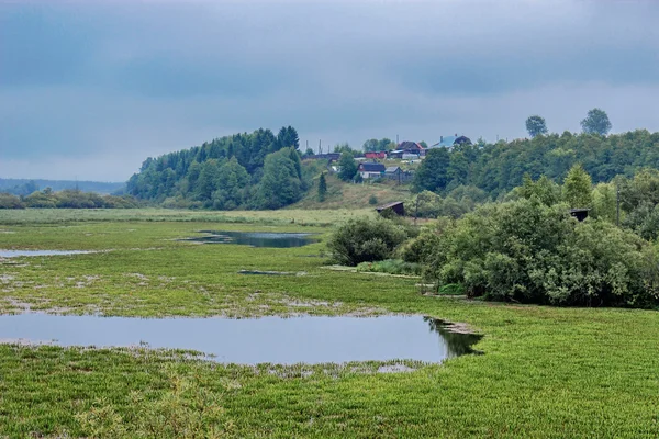 Sumpf und Dorf — Stockfoto