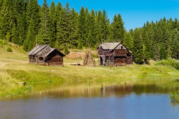 Dřevěné domy — Stock fotografie