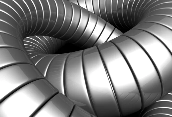 Silver metallröret abstrakt bakgrund 3d illustration — Stockfoto
