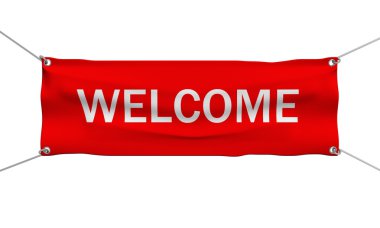 Welcome message banner 3d illustration clipart