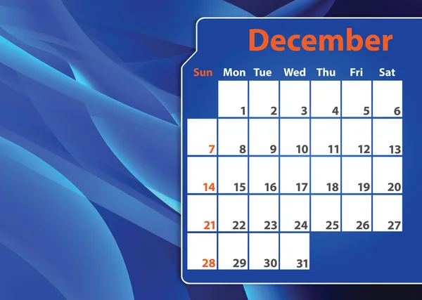 Colorful abstract 2014 December calendar — Stock Photo, Image