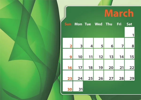Resumo colorido 2014 Calendário de março — Fotografia de Stock
