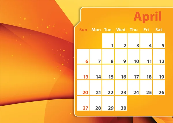 Resumo colorido 2014 calendário de abril — Fotografia de Stock