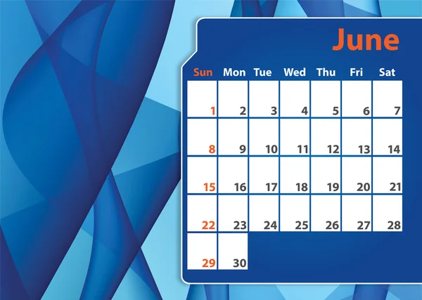 Барвистий абстрактний календар 2014 червень — стокове фото