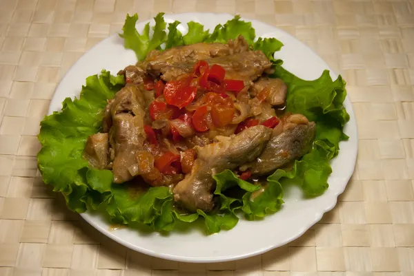 Fish, stewed with sweet pepper — Stock Photo, Image