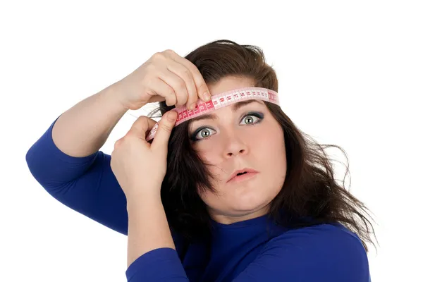 Girl with the tape measure — Stock Photo, Image