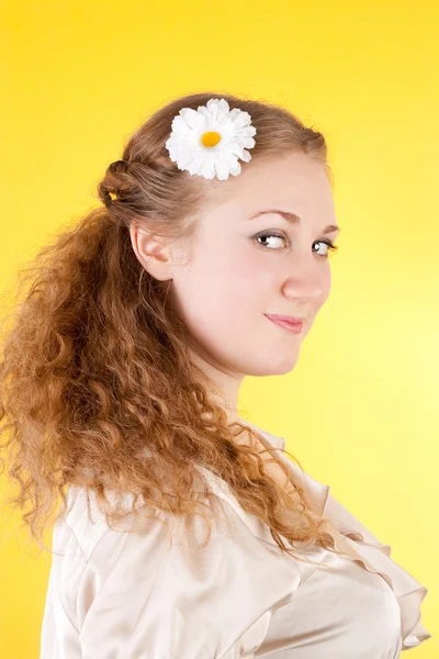 Girl and flower — Stock Photo, Image