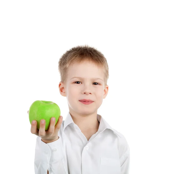 Niño y manzana —  Fotos de Stock