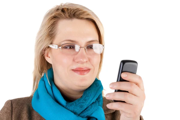 Vrouw en telefoon — Stockfoto