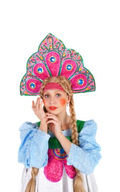 Girl wearing kokoshnik clipart