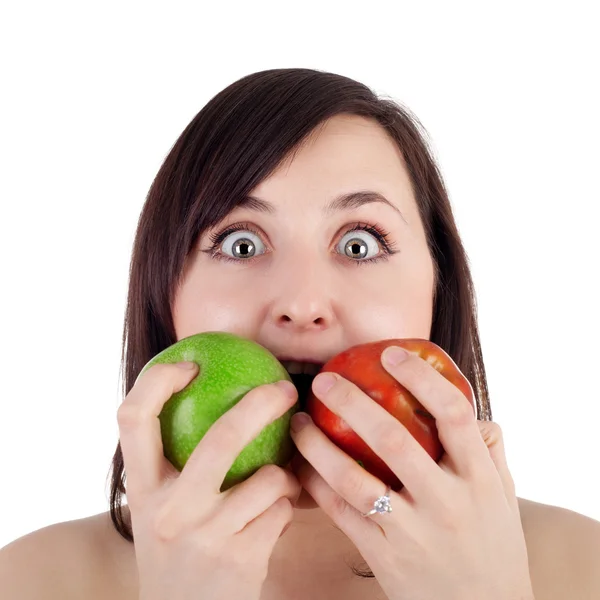 Meisje met appels — Stockfoto