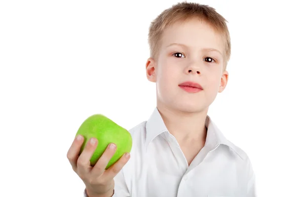 Äpple med pojke — Stockfoto