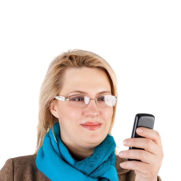 Kvinna och telefon — Stockfoto