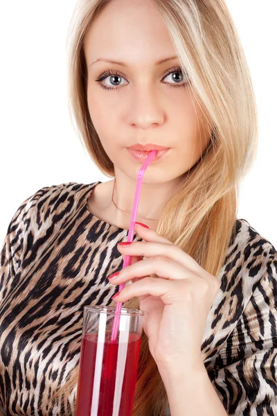 Girl and juice — Stock Photo, Image