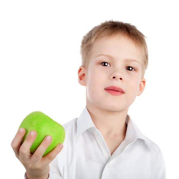 Apple en jongen — Stockfoto