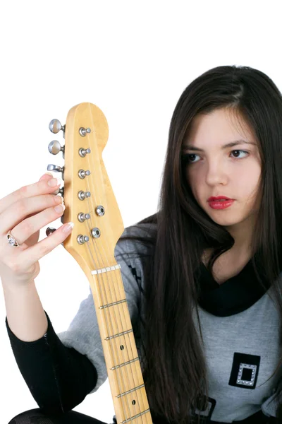 Menina e guitarra — Fotografia de Stock